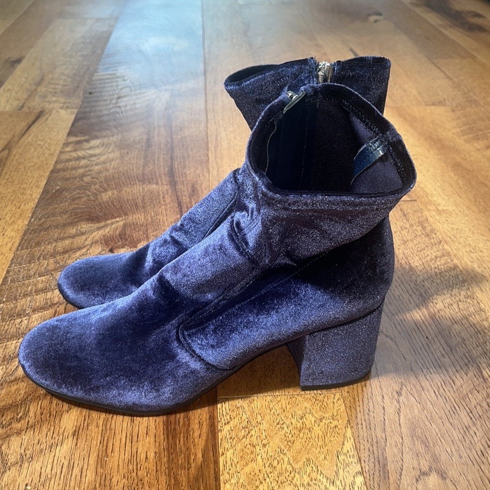 Unisa Velvet Ankle Boots in Deep Navy - Picture 3 of 6